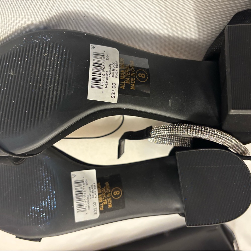 Windsor Black Rhinestone Pearl Bow Heels - Picture 9 of 14